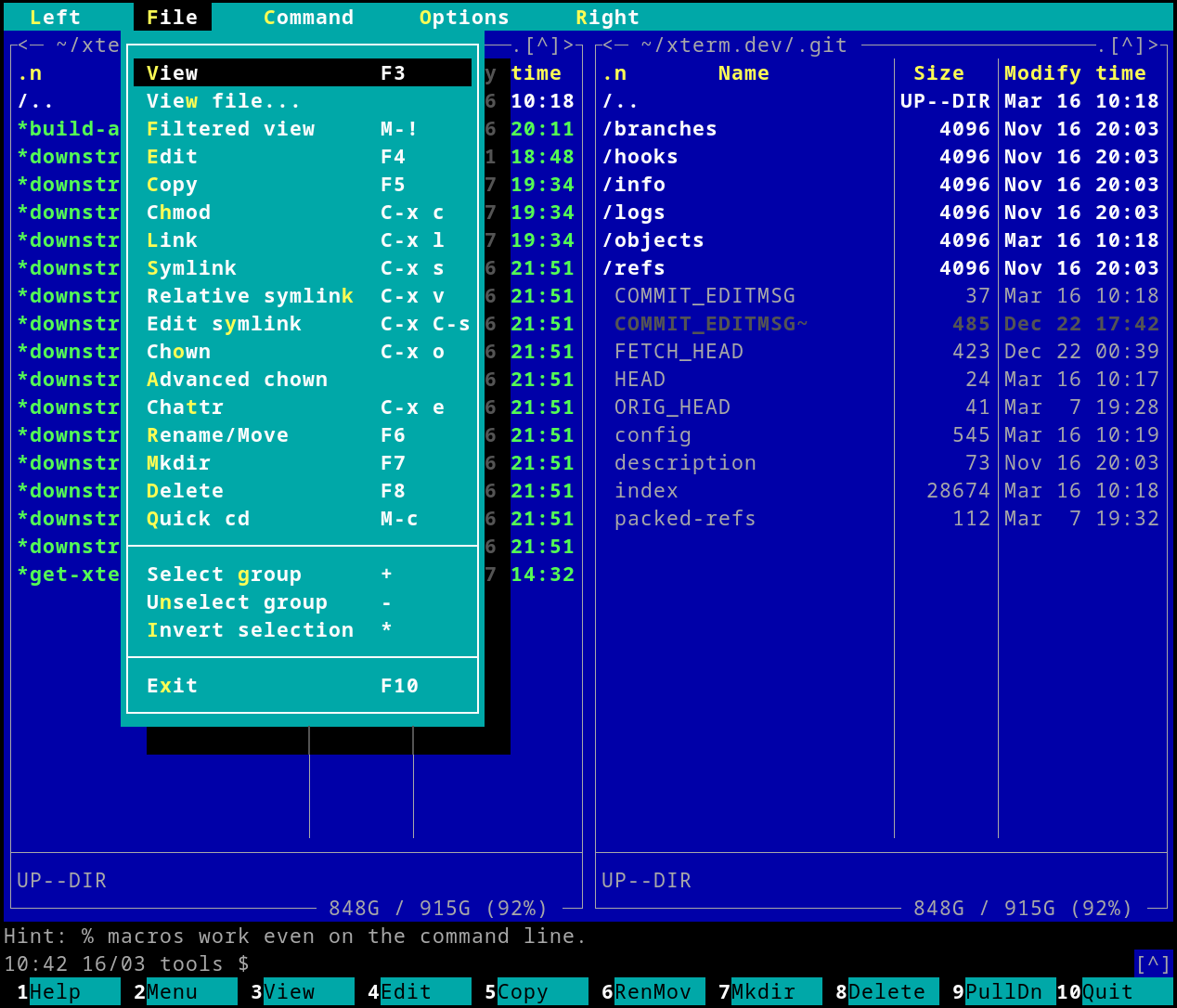 Midnight Commander Keyboard Shortcuts